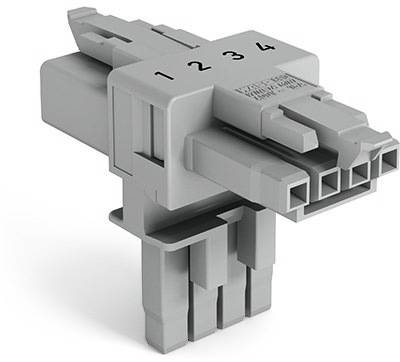 Connecteur électrique gris avec quatre contacts numérotés (1 à 4) alignés. Utilisé dans des appareils techniques.
