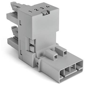 Un connecteur rectangulaire gris portant les numéros 1 à 4 en haut est illustré, montrant quatre positions de connexion.