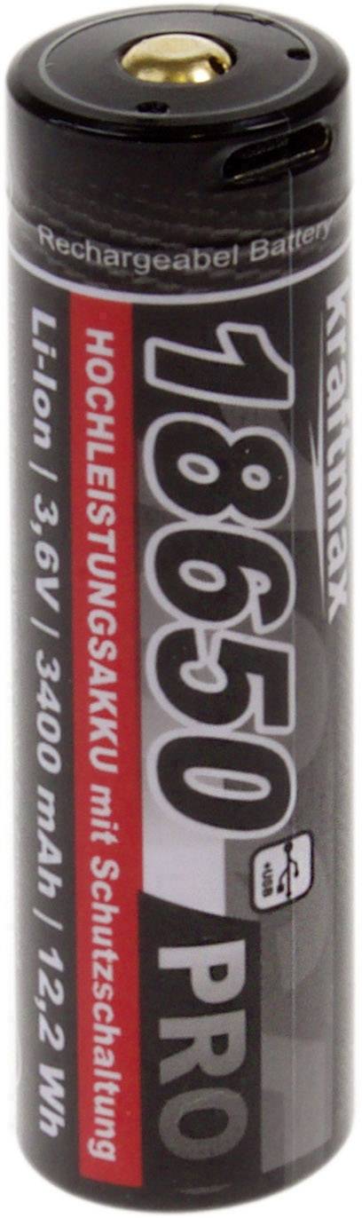 kraftmax Pro USB Batterie USB-C® 18650 Li-Ion 3.6 V 3400 mAh 1 pc(s)