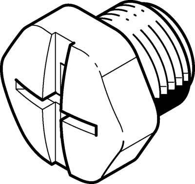Illustration d'une vis à tête hexagonale avec empreinte cruciforme et filetage sur la tige.