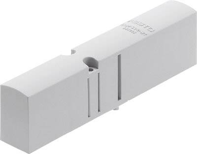 Un capteur rectangulaire gris clair avec une inscription en haut à gauche, présentant un motif de lignes sur la face avant, destiné à une application technique.