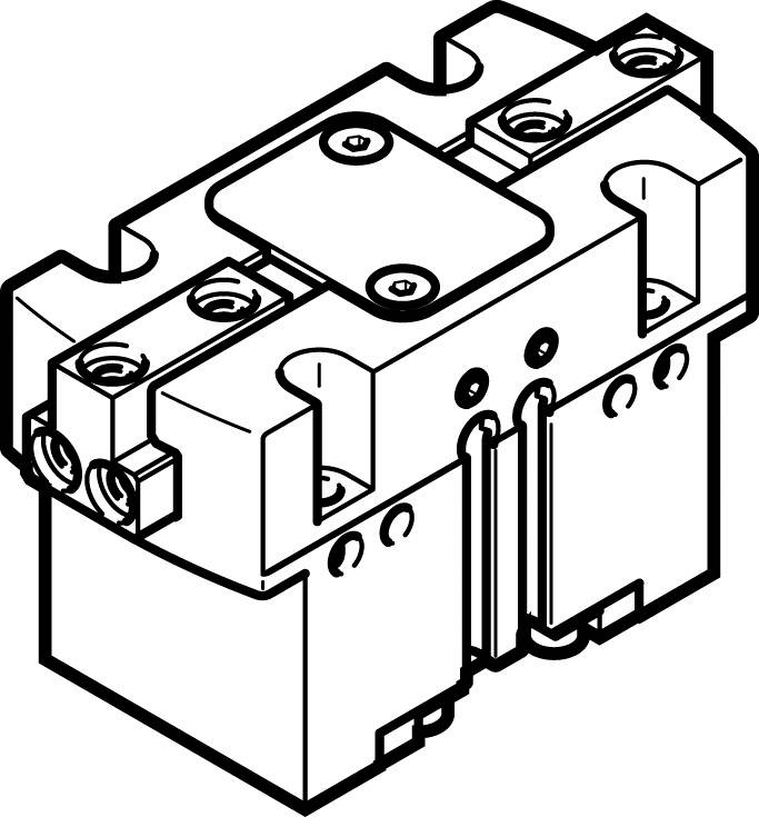 Dessin technique en noir et blanc d'un interrupteur électrique, montrant les détails de sa construction, y compris les vis et les connexions.
