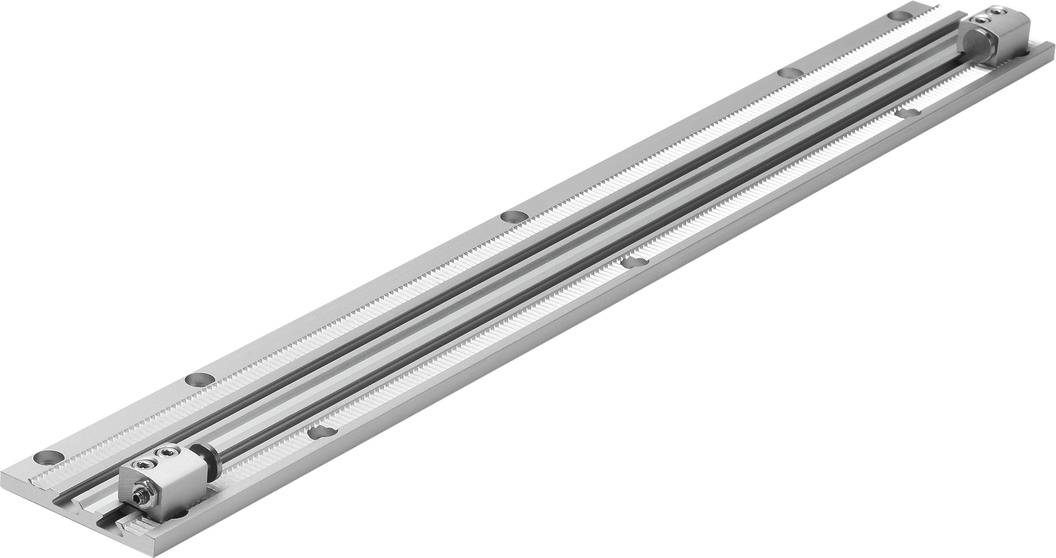 Un chariot de guidage linéaire, de couleur argent, équipé d'une vis à billes intégrée, adapté aux applications industrielles précises.