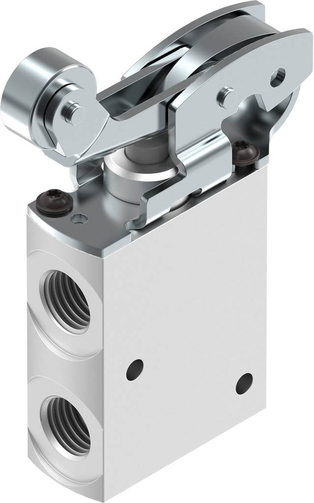 Une pièce métallique cylindrique avec deux raccordements latéraux et un élément charnière mobile en haut. Utilisée dans des applications mécaniques.