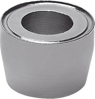 Pièce métallique cylindrique avec un trou central, surface brillante.