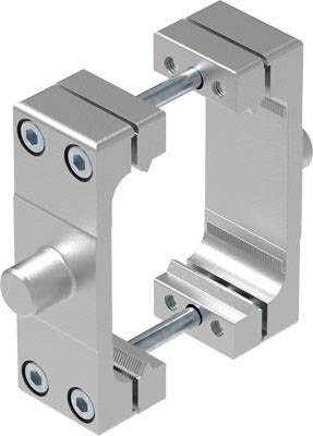 Charnière métallique à deux plaques parallèles, reliées par des vis, illustrant la structure et la technique de connexion. Adaptée aux applications techniques.