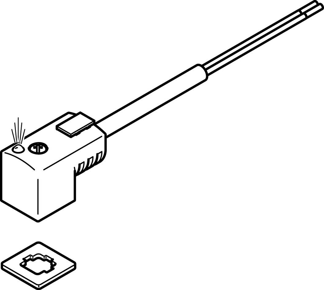 Fiche avec câble et bague de fixation ; composant électrique servant à connecter des appareils.