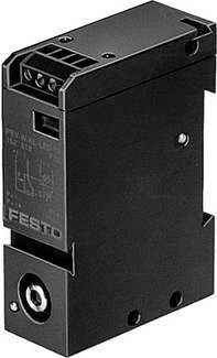 Appareil électronique noir et rectangulaire portant l'inscription 'Festo' sur sa face avant. Il présente plusieurs ports en haut et en bas.