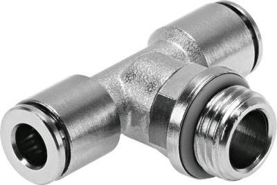 Un raccord métallique en forme de T avec trois ouvertures. Adapté pour les systèmes de tuyauterie ou de tuyaux industriels.