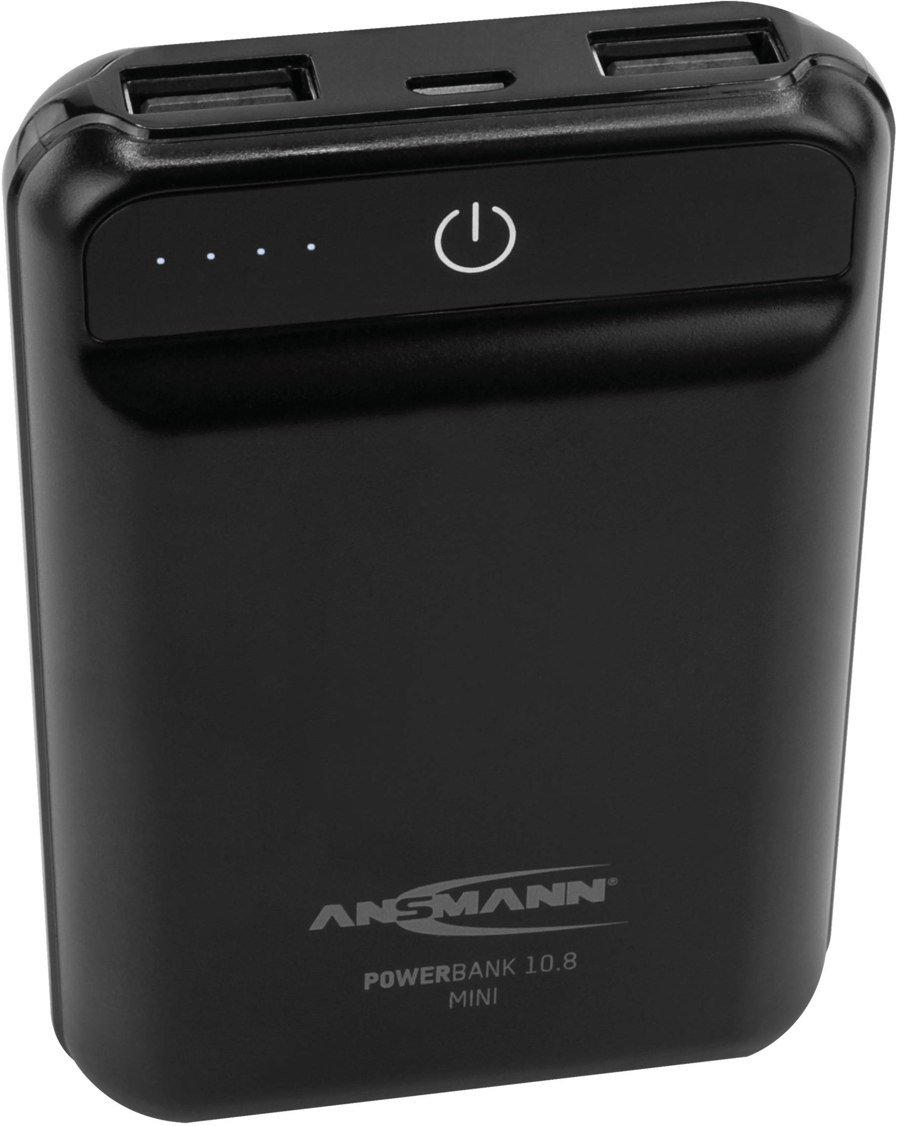 Ansmann PB10.8 mini Powerbank (batterie supplémentaire) 10000 mAh Smart IC LiPo Micro USB, USB noir affichage du statut