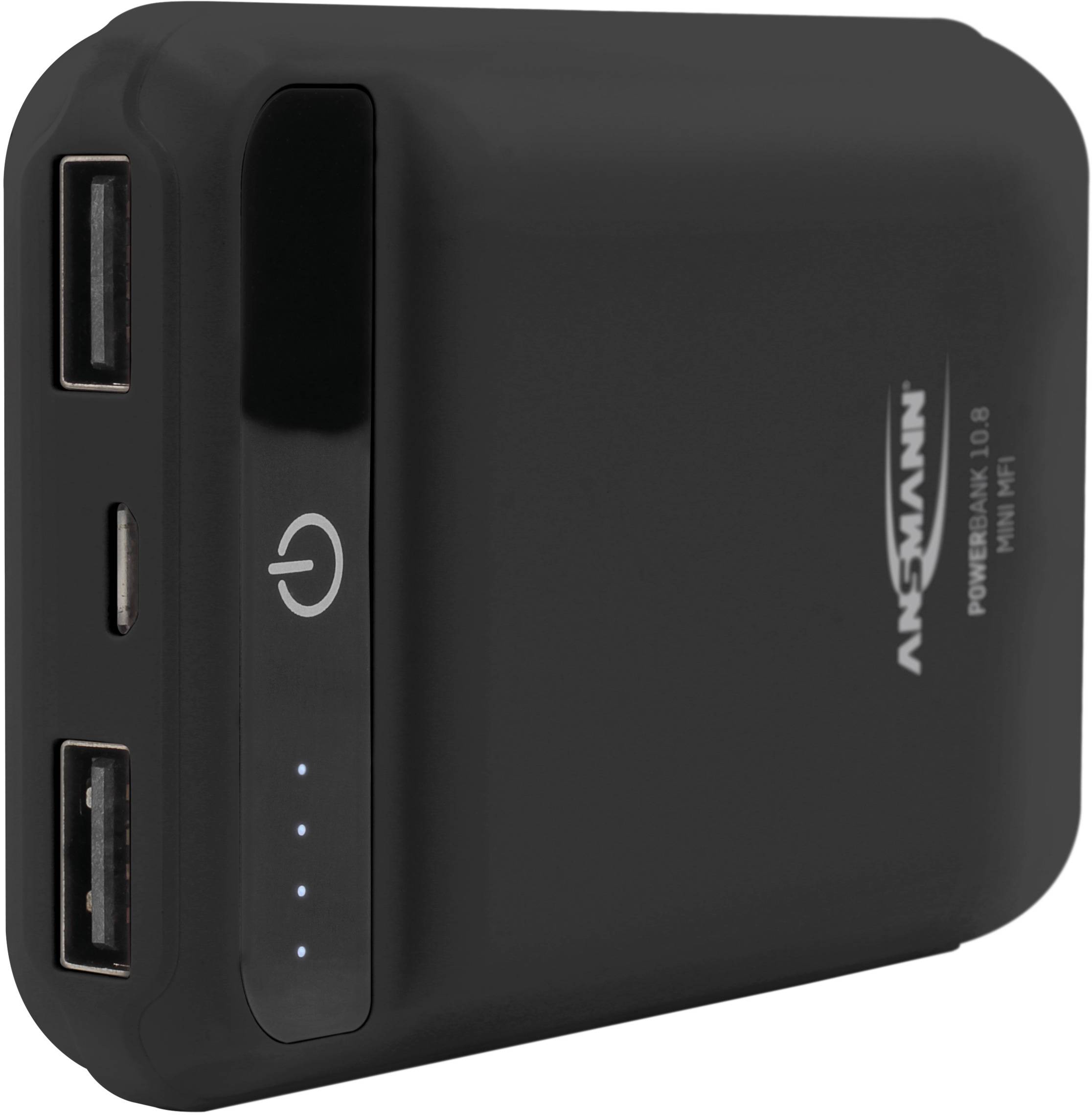 Ansmann PB10.8 mini Powerbank (batterie supplémentaire) 10000 mAh Smart IC LiPo Micro USB, USB noir affichage du statut