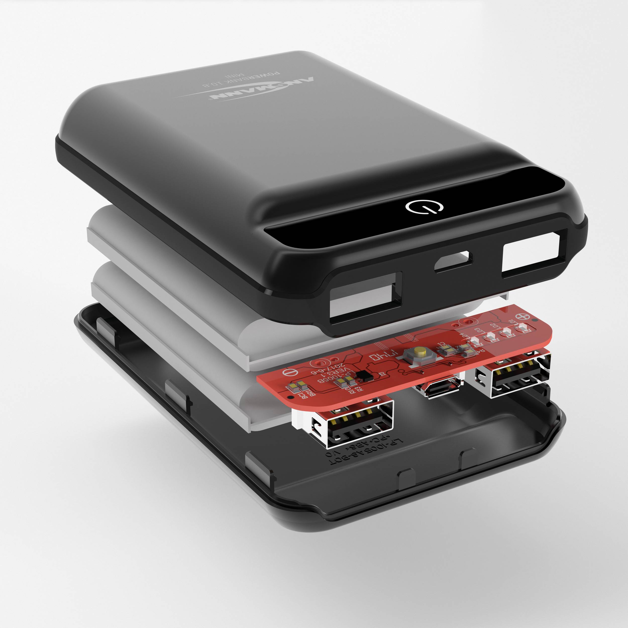 Ansmann PB10.8 mini Powerbank (batterie supplémentaire) 10000 mAh Smart IC LiPo Micro USB, USB noir affichage du statut