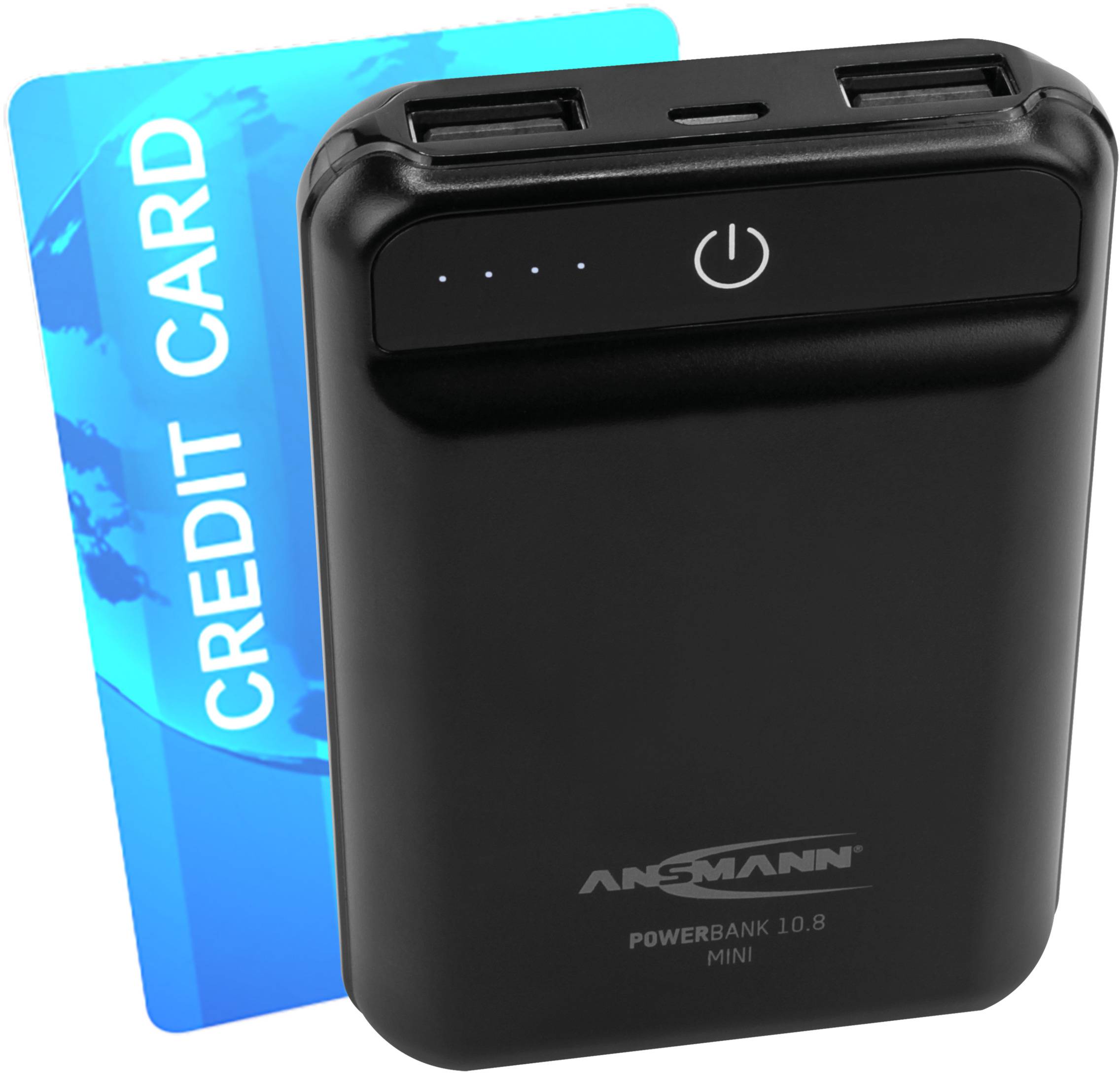 Ansmann PB10.8 mini Powerbank (batterie supplémentaire) 10000 mAh Smart IC LiPo Micro USB, USB noir affichage du statut