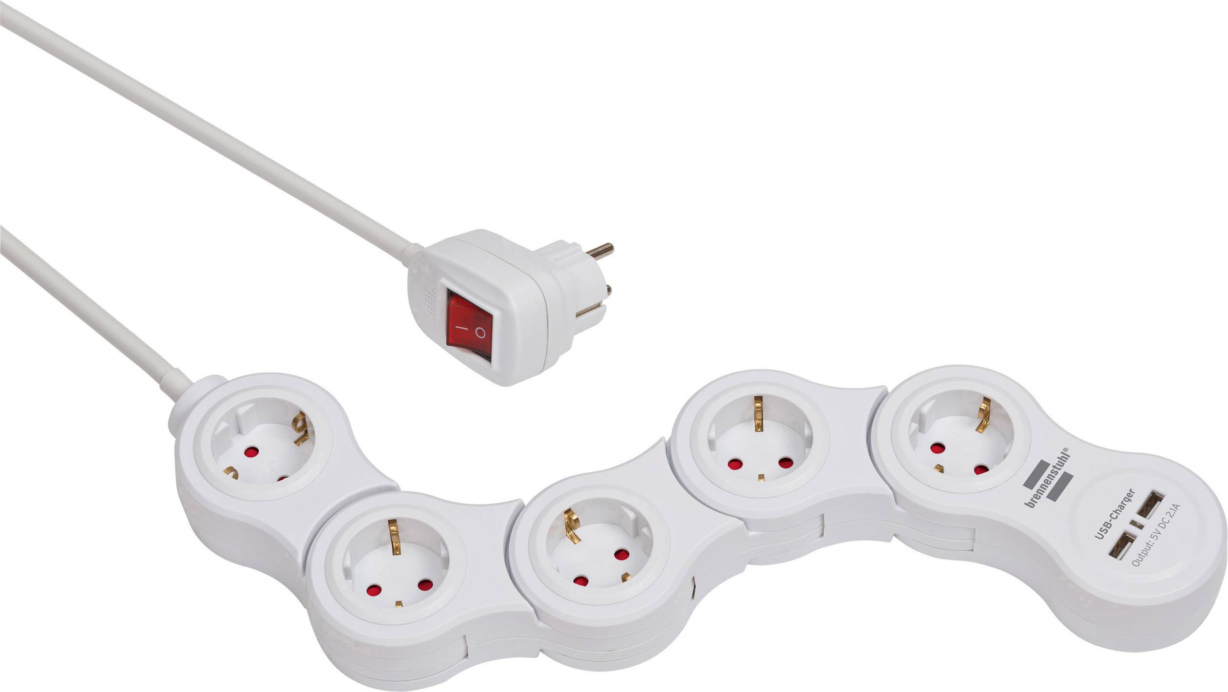 Bloc multiprise avec interrupteur Brennenstuhl 1155350210 x5 blanc contact de protection 1 pc(s)