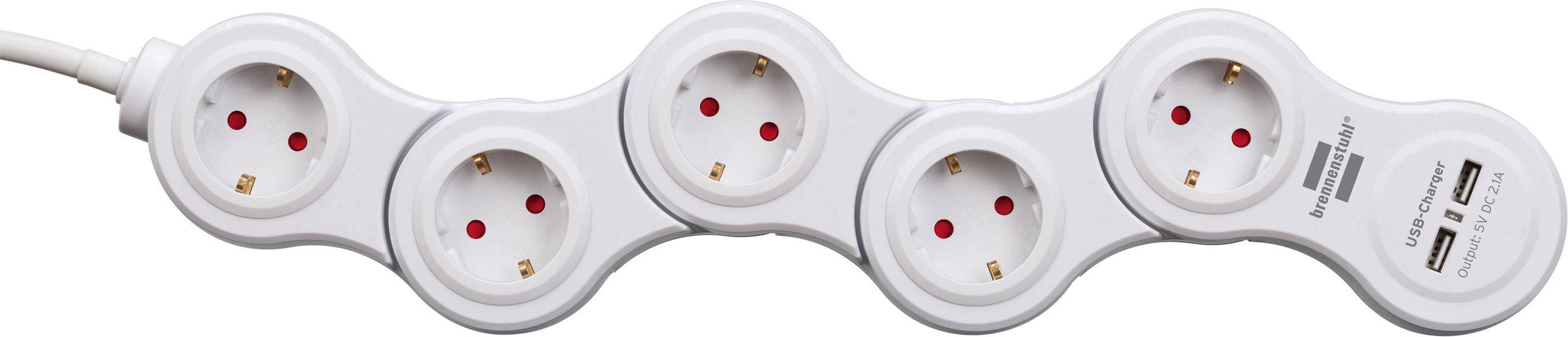 Bloc multiprise avec interrupteur Brennenstuhl 1155350210 x5 blanc contact de protection 1 pc(s)
