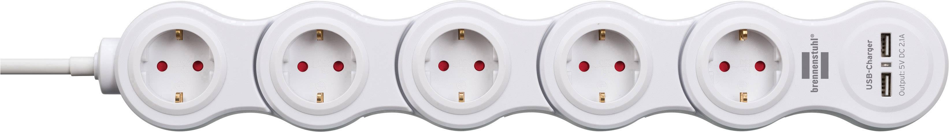 Bloc multiprise avec interrupteur Brennenstuhl 1155350210 x5 blanc contact de protection 1 pc(s)