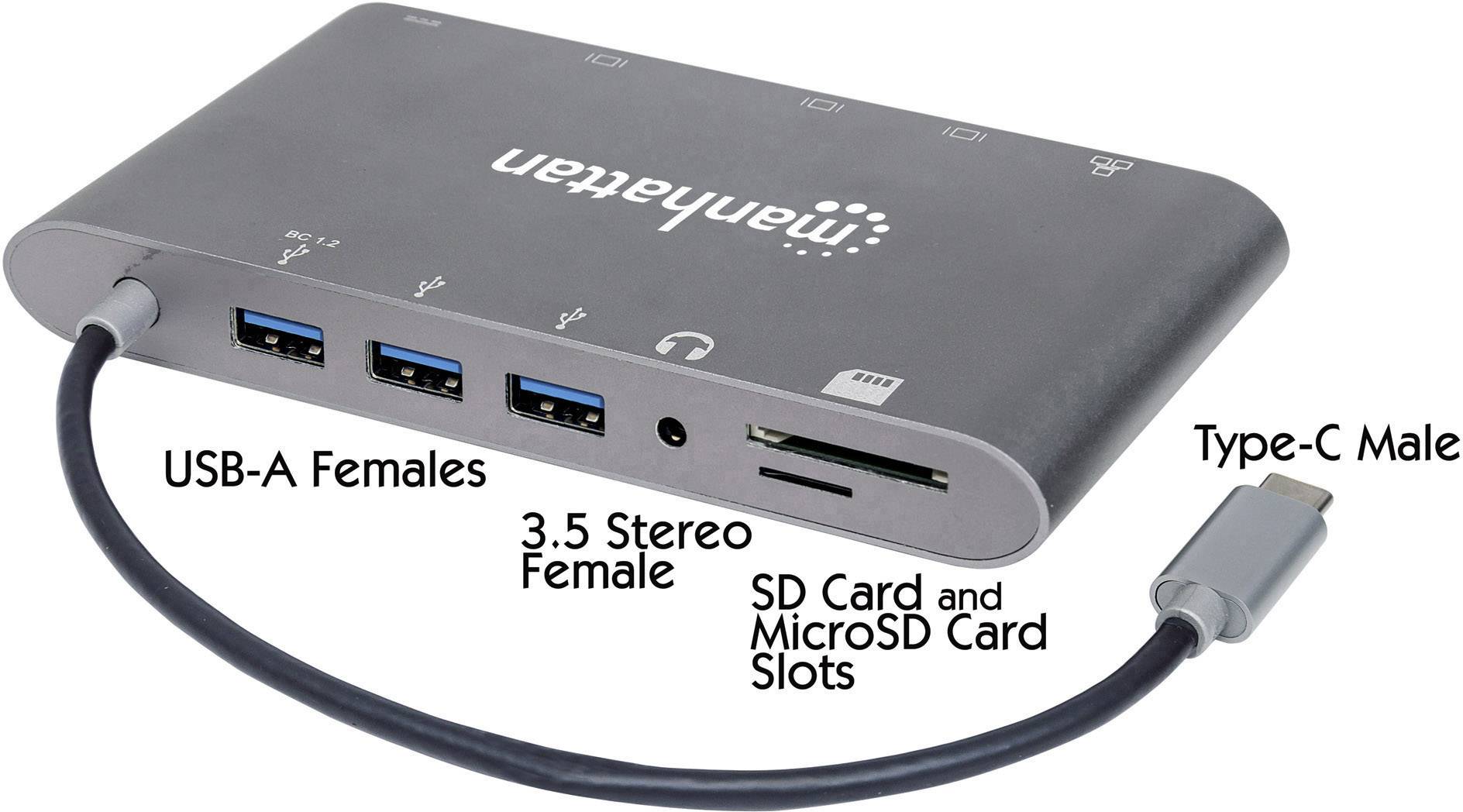 Manhattan Station d'accueil USB-C® Convient pour les marques: universel avec fonction de chargement