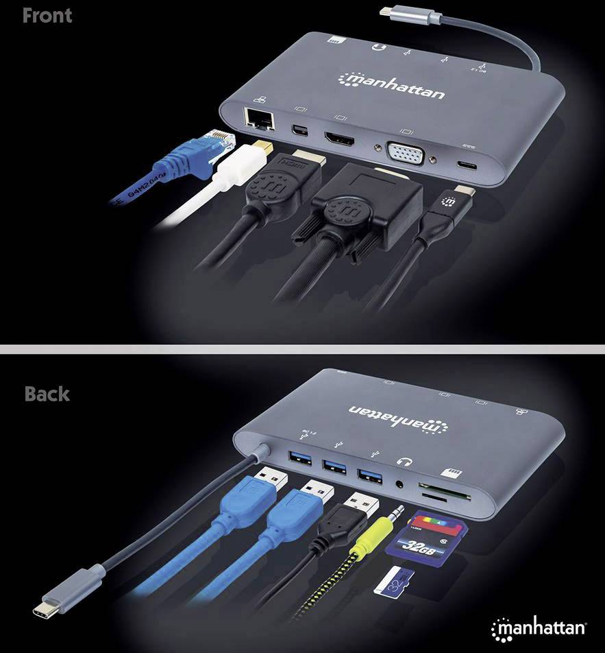 Manhattan Station d'accueil USB-C® Convient pour les marques: universel avec fonction de chargement