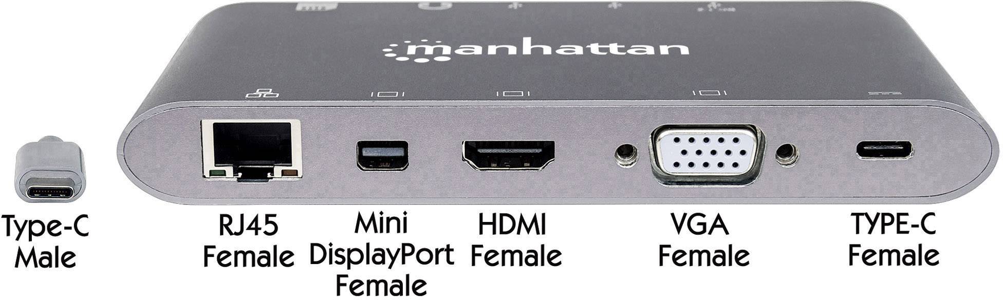 Manhattan Station d'accueil USB-C® Convient pour les marques: universel avec fonction de chargement
