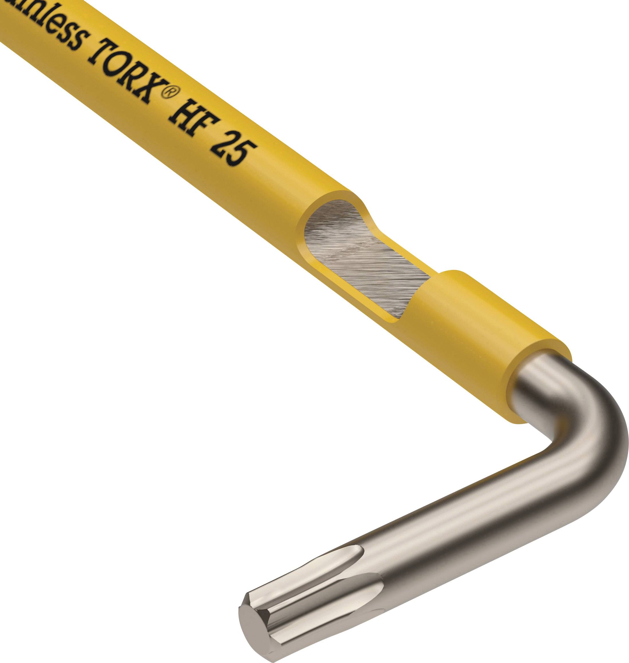Tournevis à poignée en T jaune avec embout TORX® pour un vissage précis.