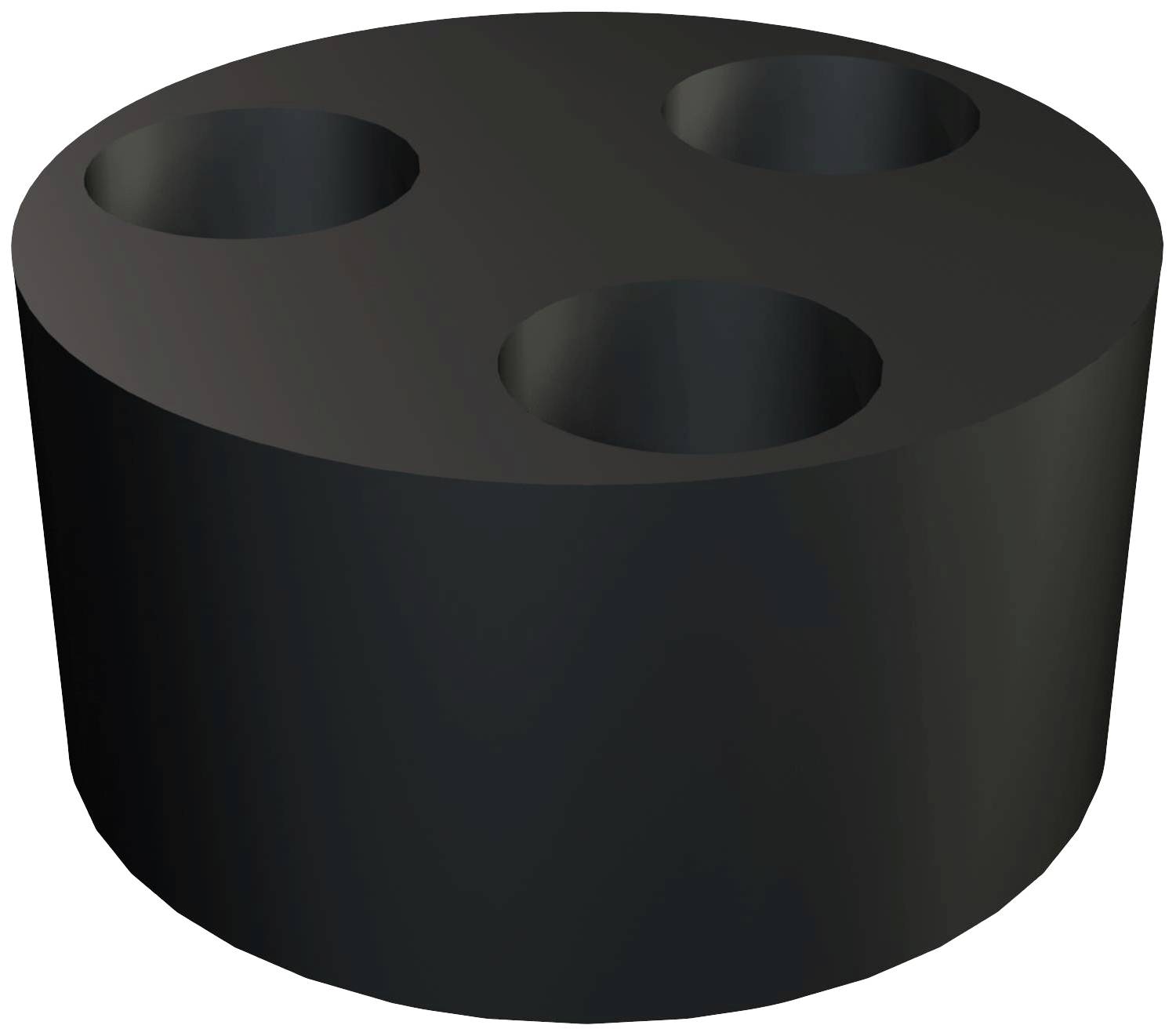Objet cylindrique noir avec trois cercles creux sur le dessus.