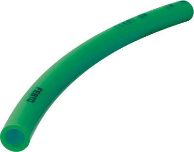 Un flexible vert et courbé portant l'inscription « FESTO » sur le côté.