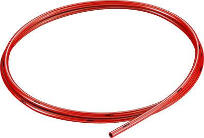 Tuyau flexible rouge en forme d'anneau, adapté aux applications pneumatiques.
