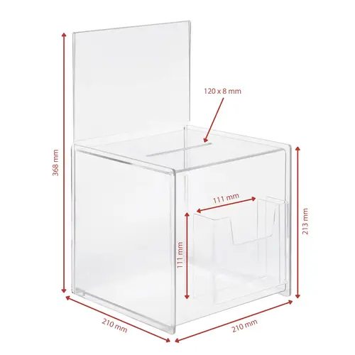 Sigel Urne avec fente, compartiment supplémentaire VA152 transparent (l x H x P) 210 x 368 x 210 mm 1 pc(s) Sigel Urne avec fente, compartiment supplémentaire VA152 transparent (l x H x P) 210 x 368 x 210 mm 1 pc(s)