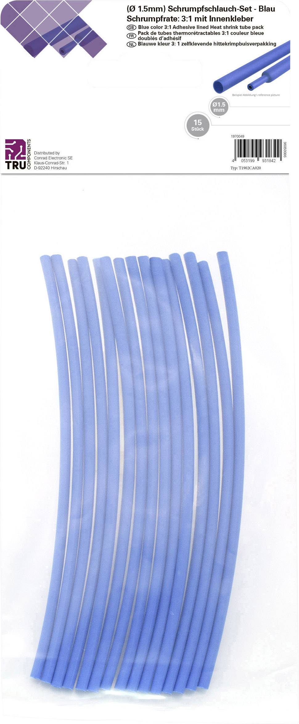Lot de gaines thermorétractables bleu : Contient plusieurs gaines longues dans un emballage. Idéal pour l'isolation des câbles.