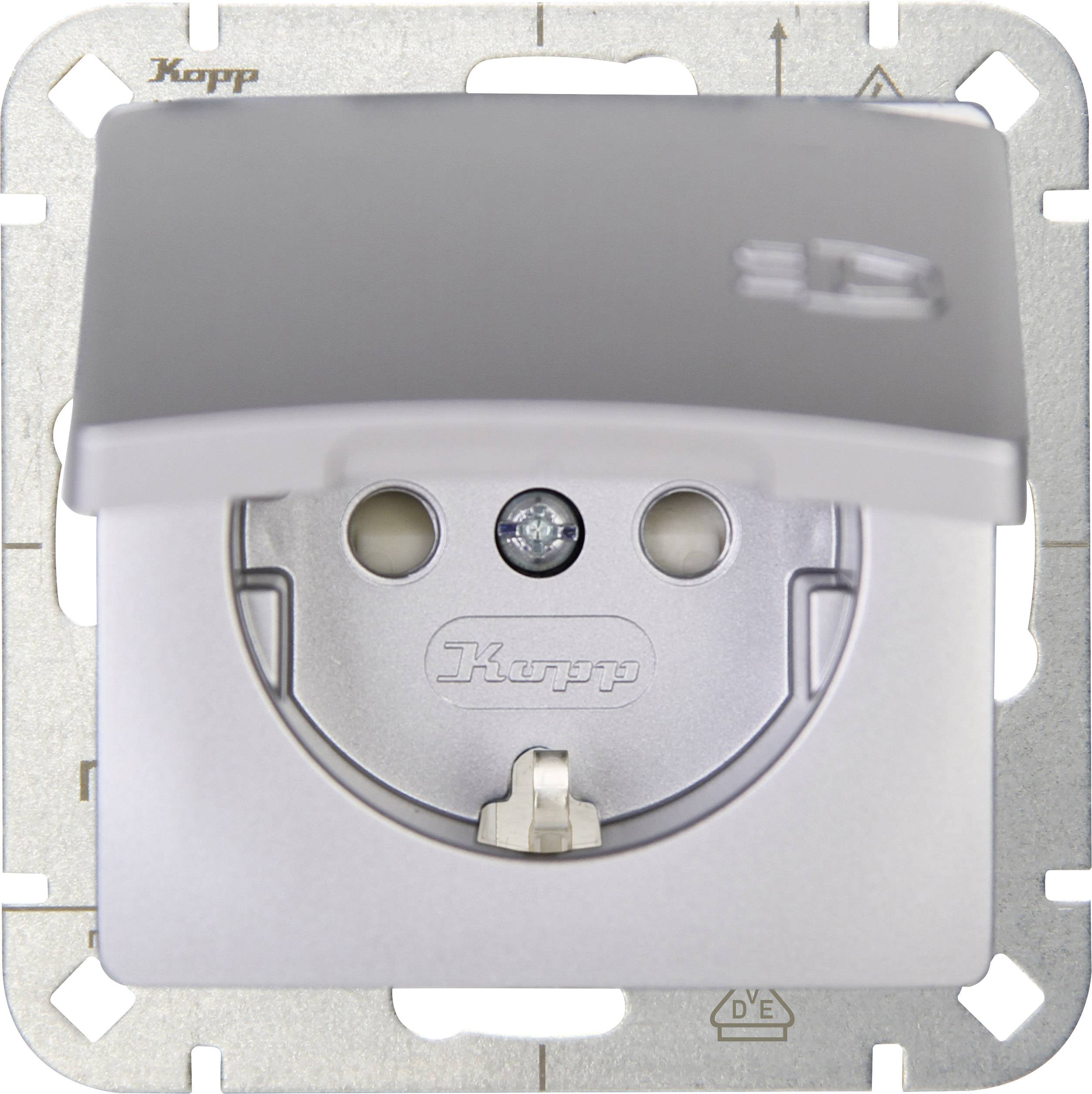 Kopp simple Insert Prise 2P+T avec clapet HK05 argent 920820000