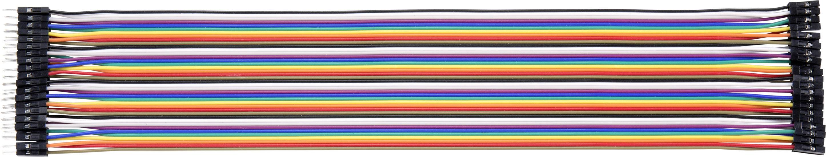 Câble plat à dix fils colorés qui s'étendent parallèlement, équipé de connecteurs aux deux extrémités.