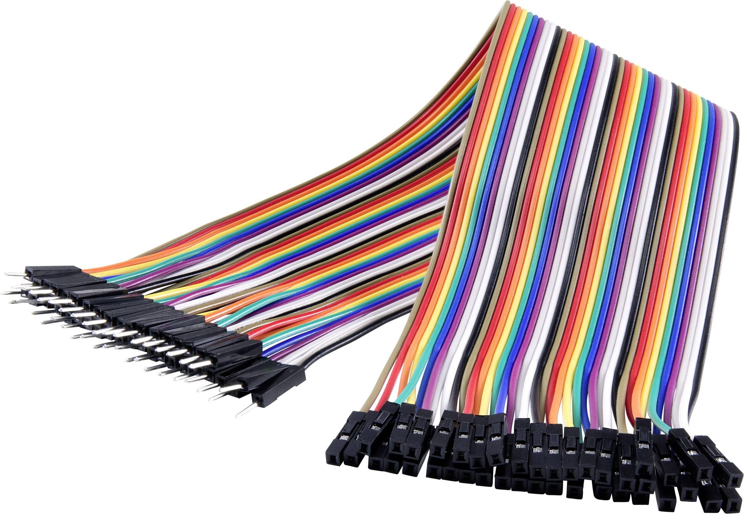 Câbles multicolores Dupont avec connecteurs pour circuits électroniques, illustrant la diversité des connexions de câbles.