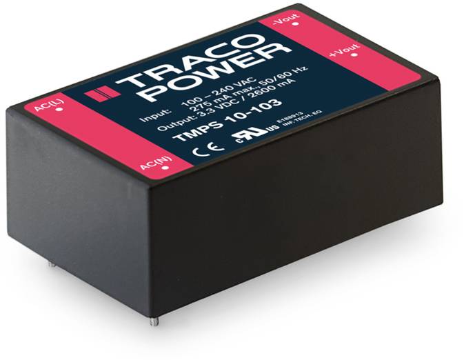 'TRACO POWER' - Unité d'alimentation, modèle TMPS 10-103. Entrée : 100-240 VAC, Sortie : 5 VDC, 2 A, adaptée pour 50/60 Hz.