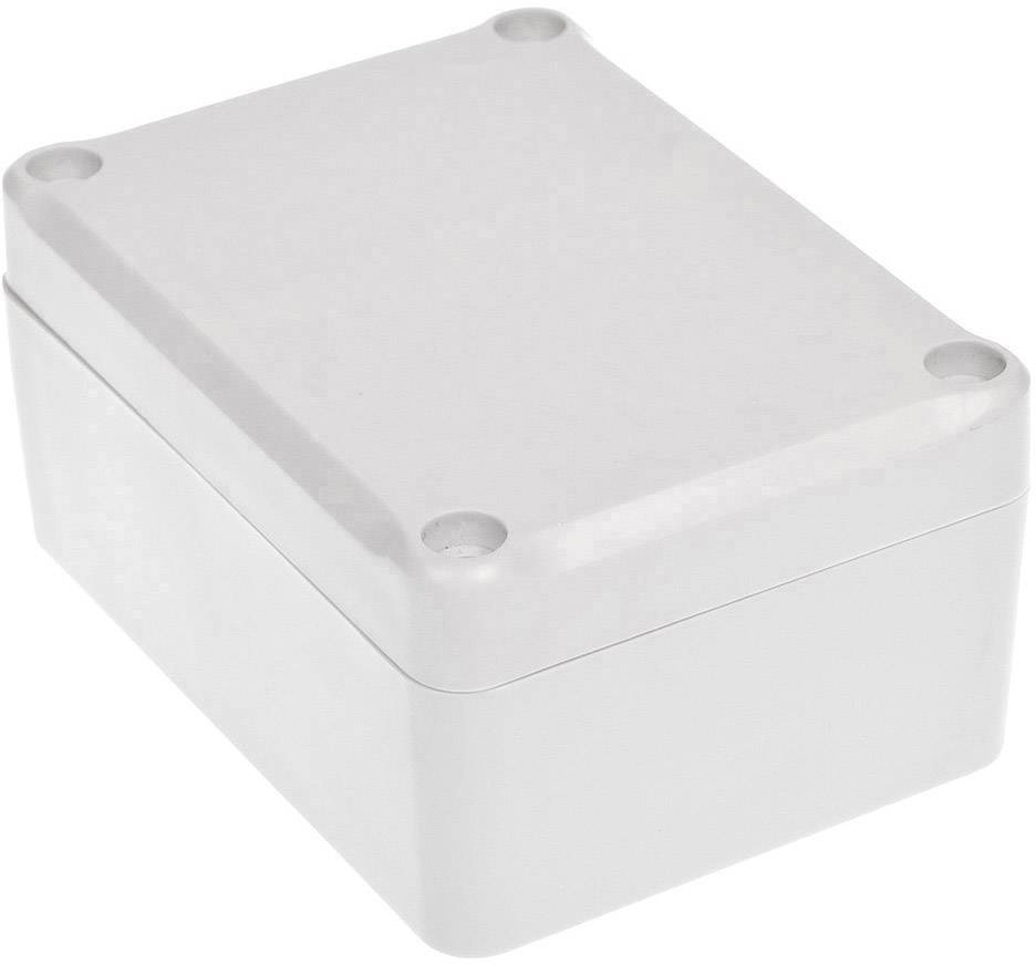 Boîte rectangulaire blanche en plastique aux angles arrondis, équipée de quatre trous de vis apparents, adaptée aux applications électroniques.