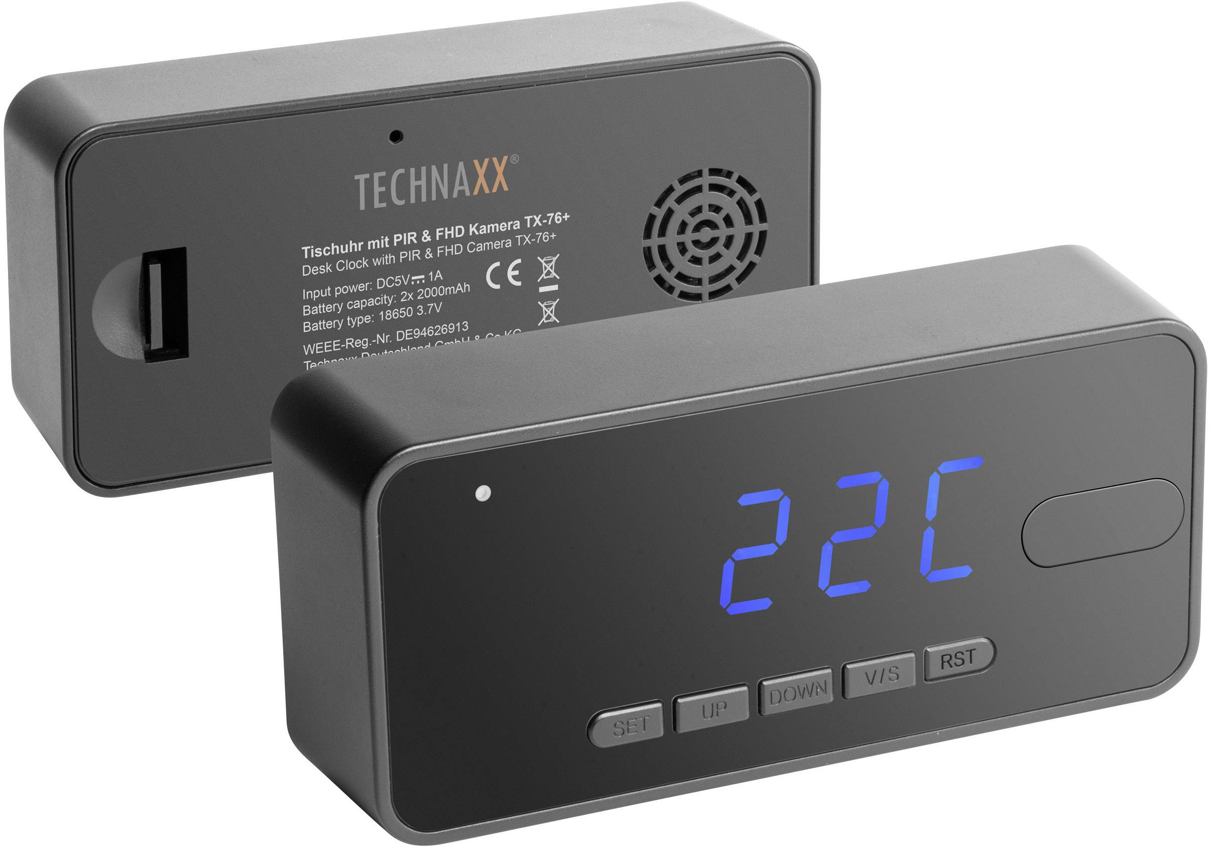 Technaxx 4800 Caméra de surveillance en forme d'horloge de table 1920 x 1080 Pixel