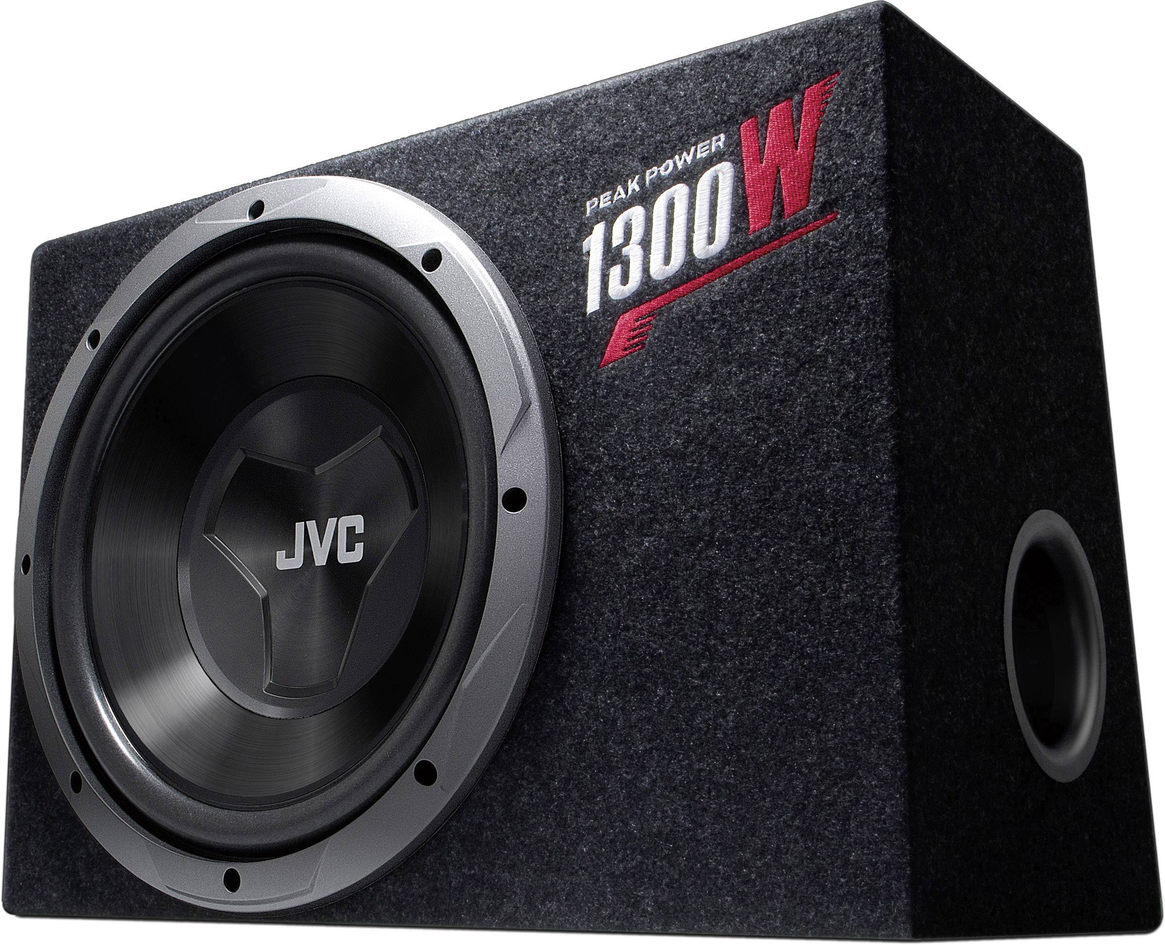 Schwarzer Subwoofer mit der Aufschrift 'Peak Power 1300W'. Hauptmerkmal ist der große, runde Lautsprecher auf der linken Seite.