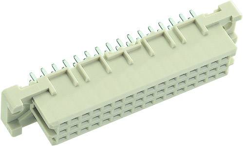 Un connecteur blanc rectangulaire avec plusieurs broches sur sa surface supérieure, adapté aux connexions électroniques.