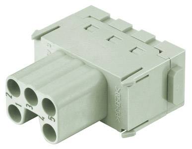 Un connecteur blanc rectangulaire avec cinq douilles rondes numérotées.
