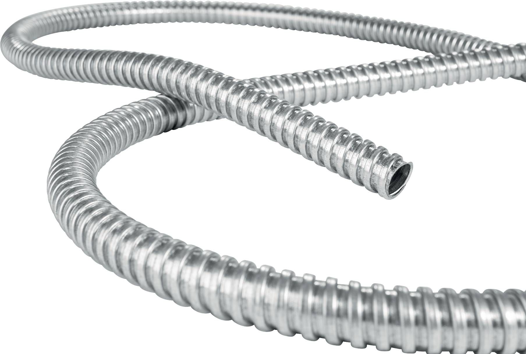 Tuyau ondulé en métal avec une structure hélicoïdale flexible, principalement utilisé dans les installations et les câblages.