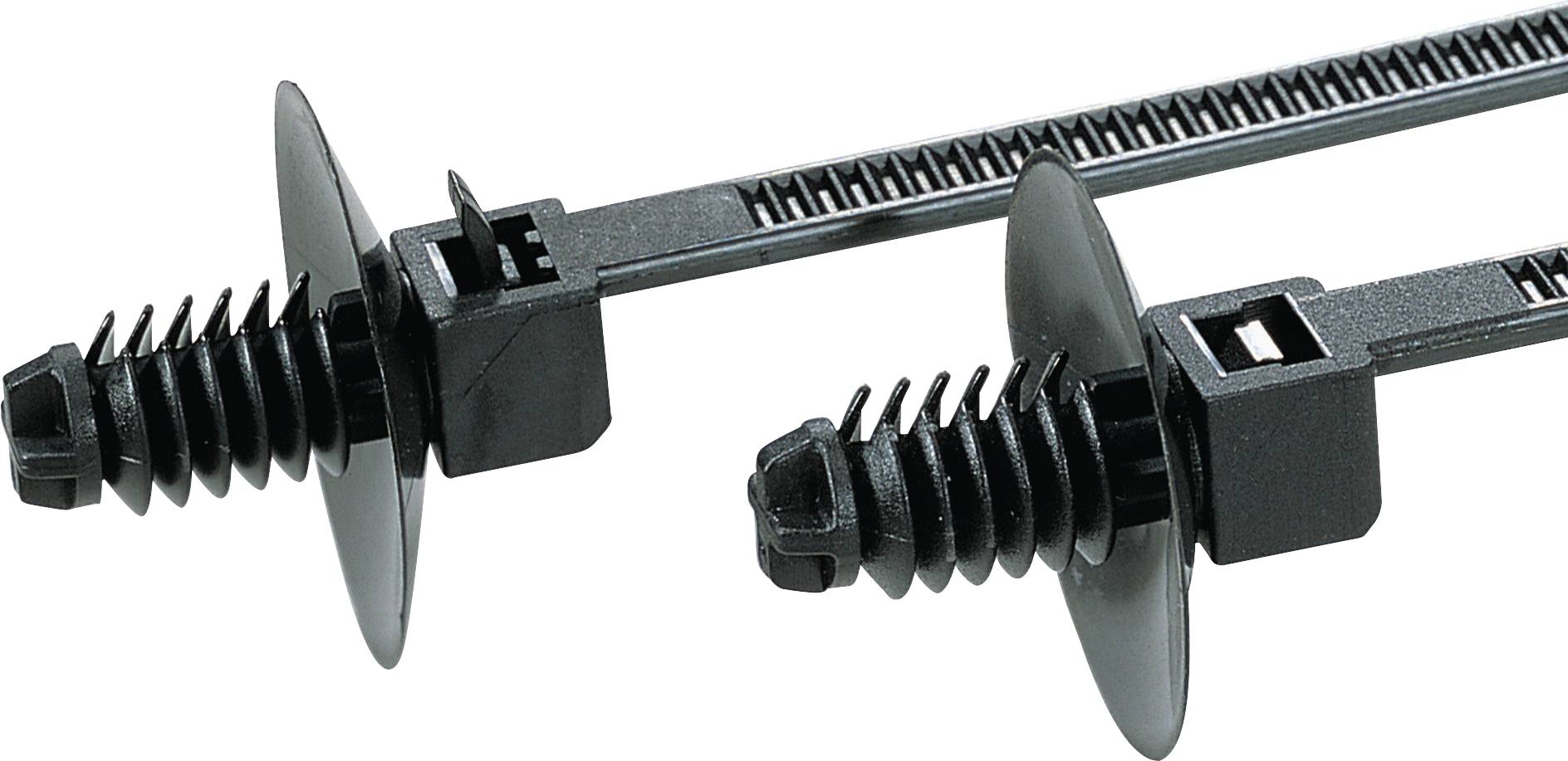 HellermannTyton 150-55500 REL30SDP6-PA66-BK Serre-câble 170 mm 5 mm noir avec pied à lamelles, réouvrable 500 pc(s)
