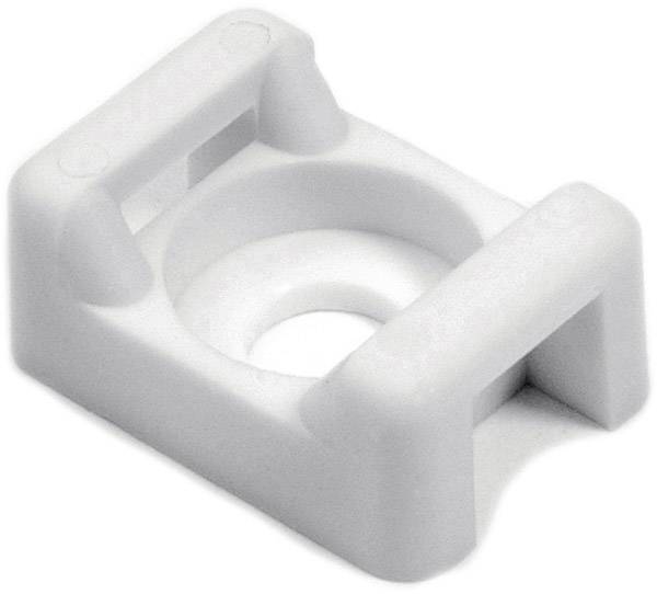 Un support rectangulaire blanc en plastique avec un évidement circulaire au centre. Il présente des bords surélevés.