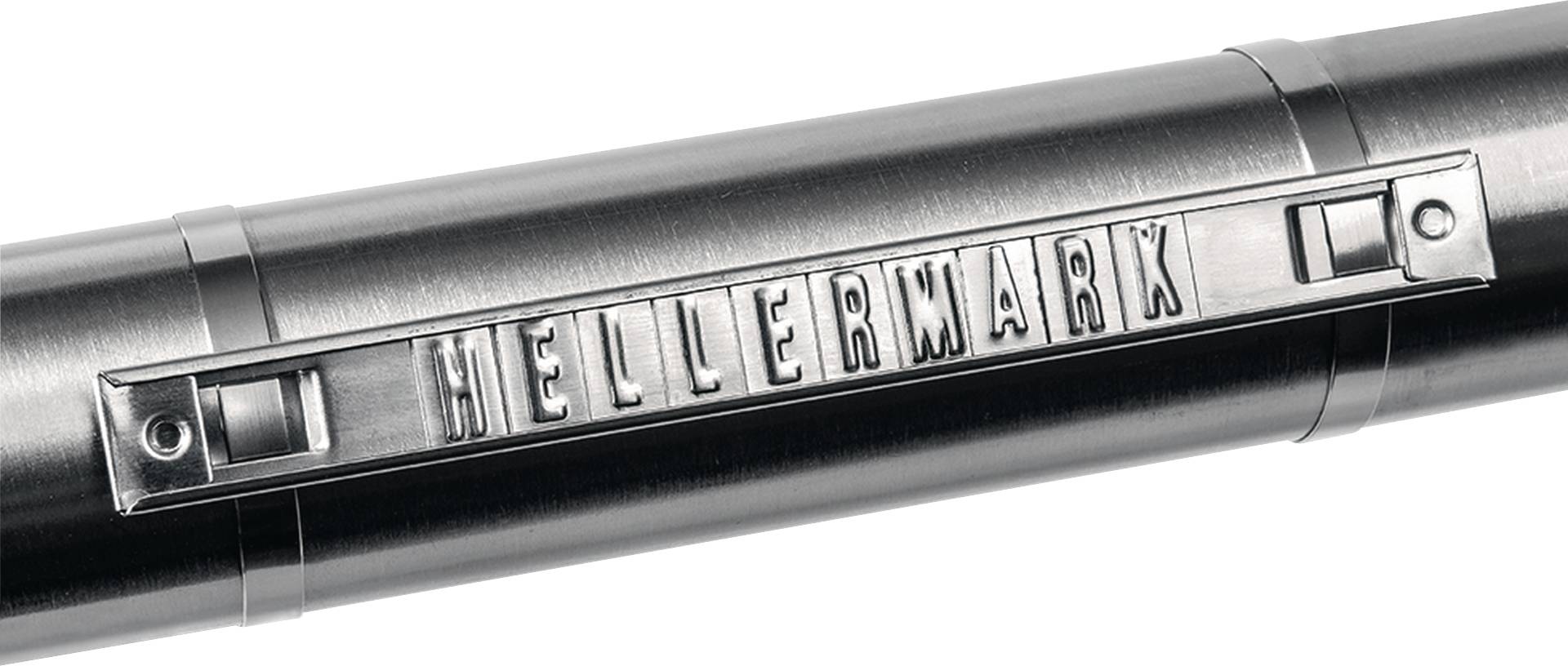 Cylindre métallique portant l'inscription 'HELLERMARK'.