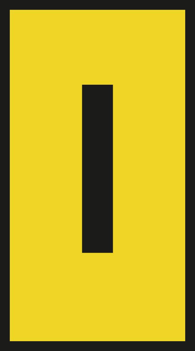 Un fond jaune avec une longue barre noire verticale au centre.