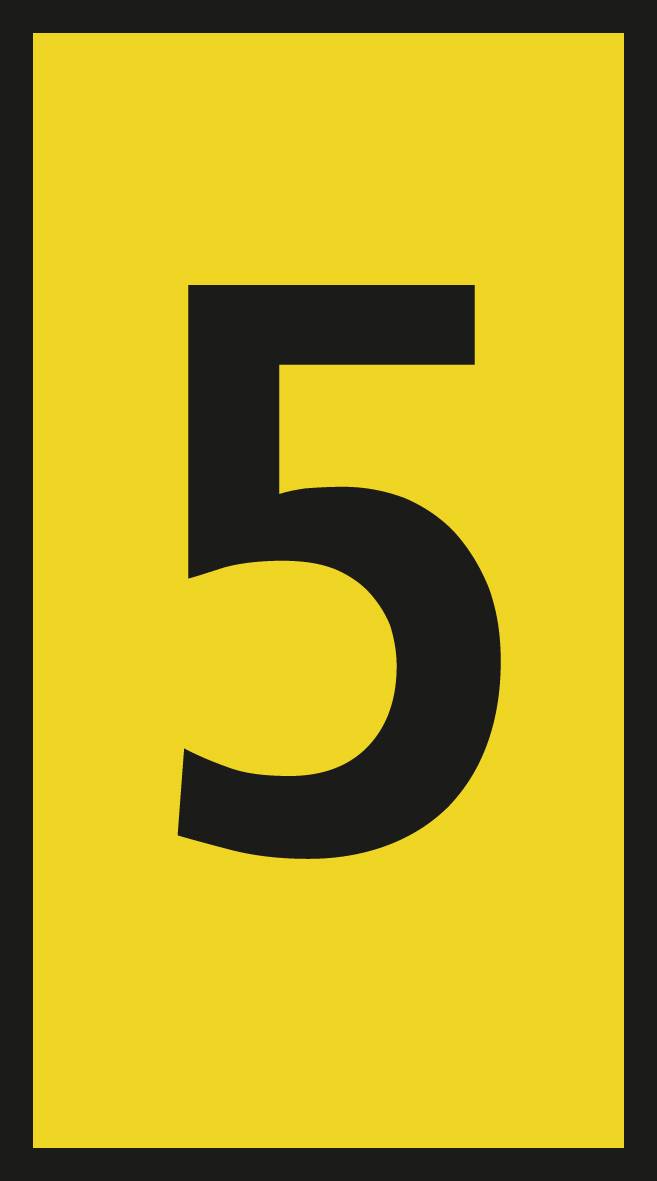 Panneau rectangulaire jaune portant le chiffre 5 en noir.