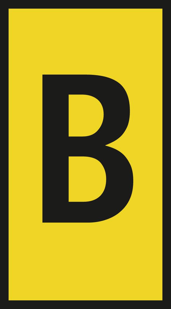 Un panneau jaune avec la lettre 'B' noire en son centre.