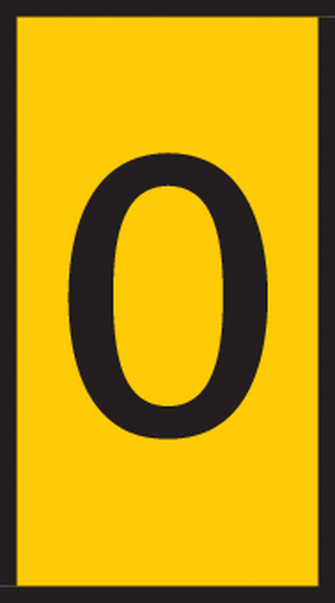 Le chiffre '0' en grande écriture noire sur un fond jaune.