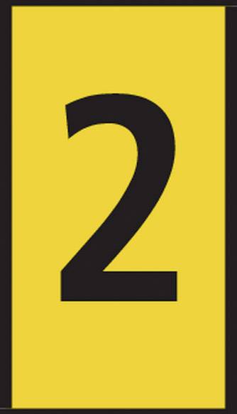 Panneau jaune avec le chiffre noir 2 au centre.