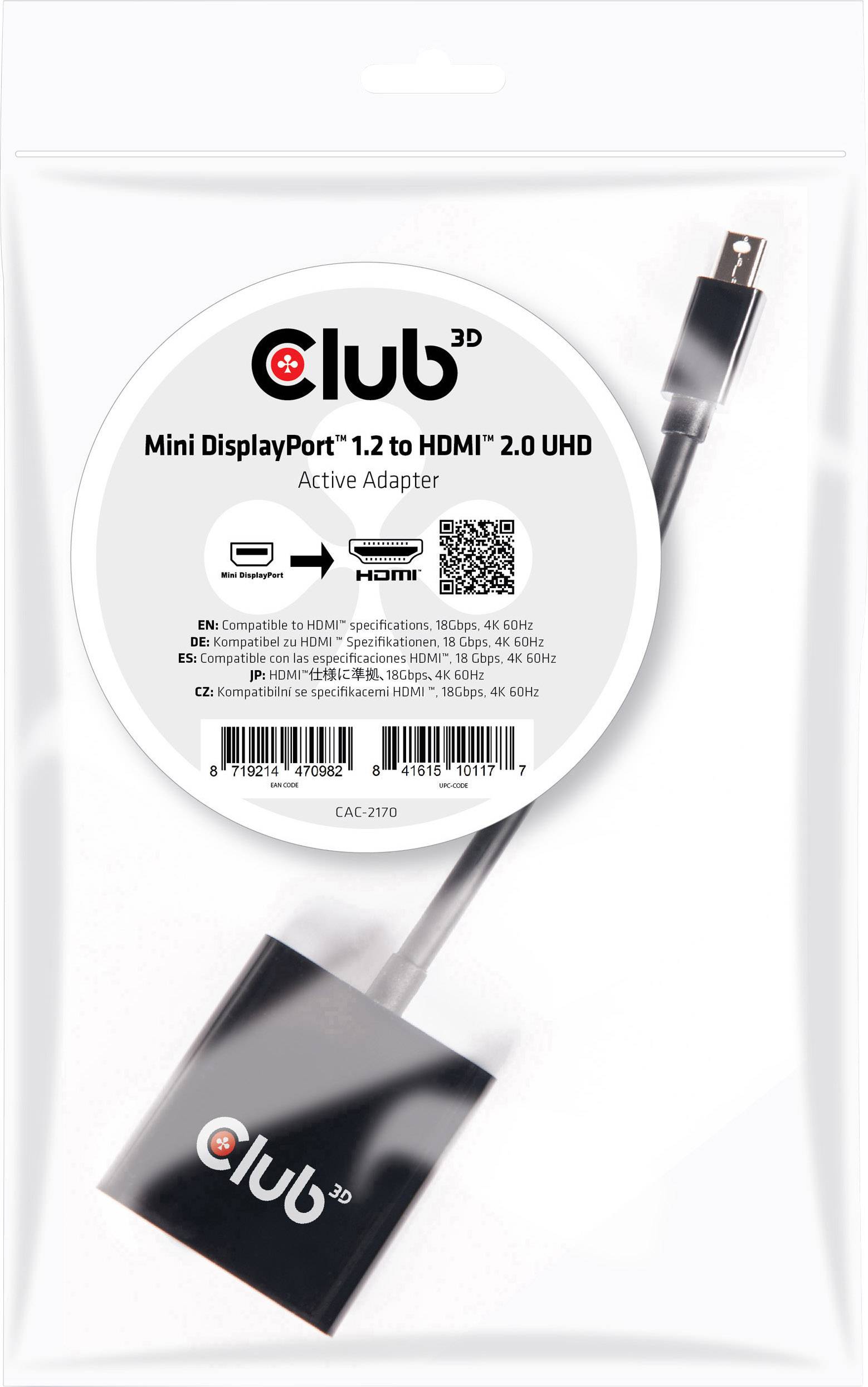 club3D CAC-2170 Mini-Display Adaptateur [1x Mini port Display mâle - 1x HDMI femelle] noir