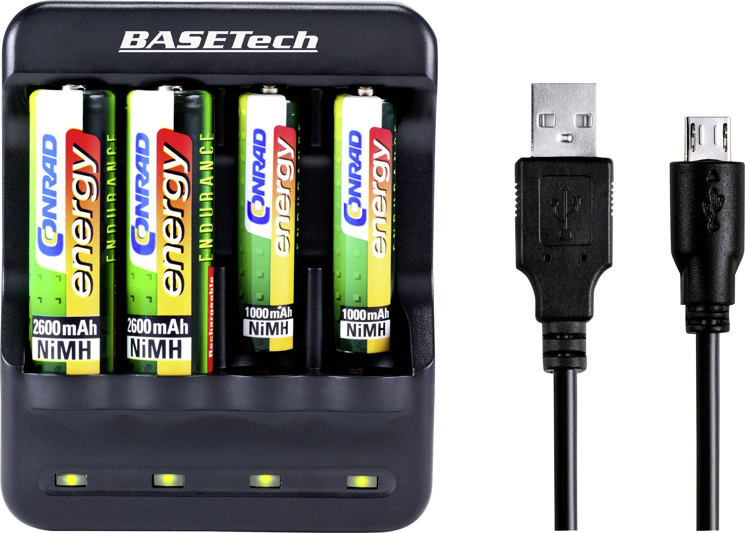 Chargeur de piles rondes NiMH, NiCd Basetech BTL-4B