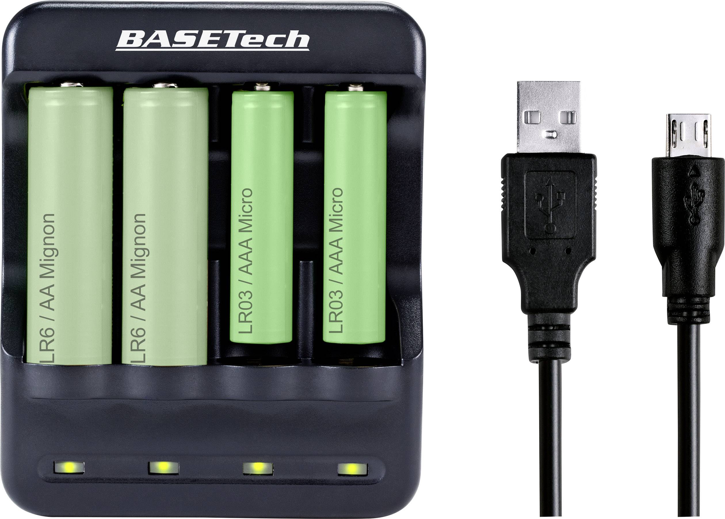 Chargeur de piles rondes NiMH, NiCd Basetech BTL-4B
